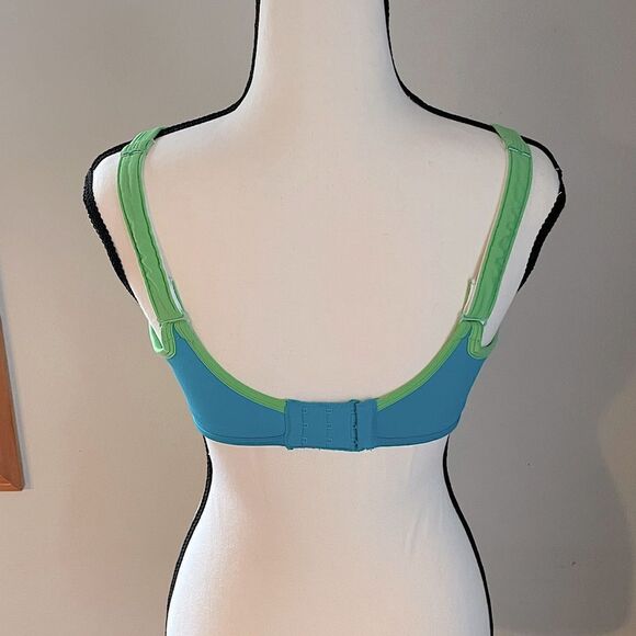 NWOT! Champion “Double-Dry” Blue and Green, Full-Coverage Sports Bra. Size 34C. - Picture 2 of 4